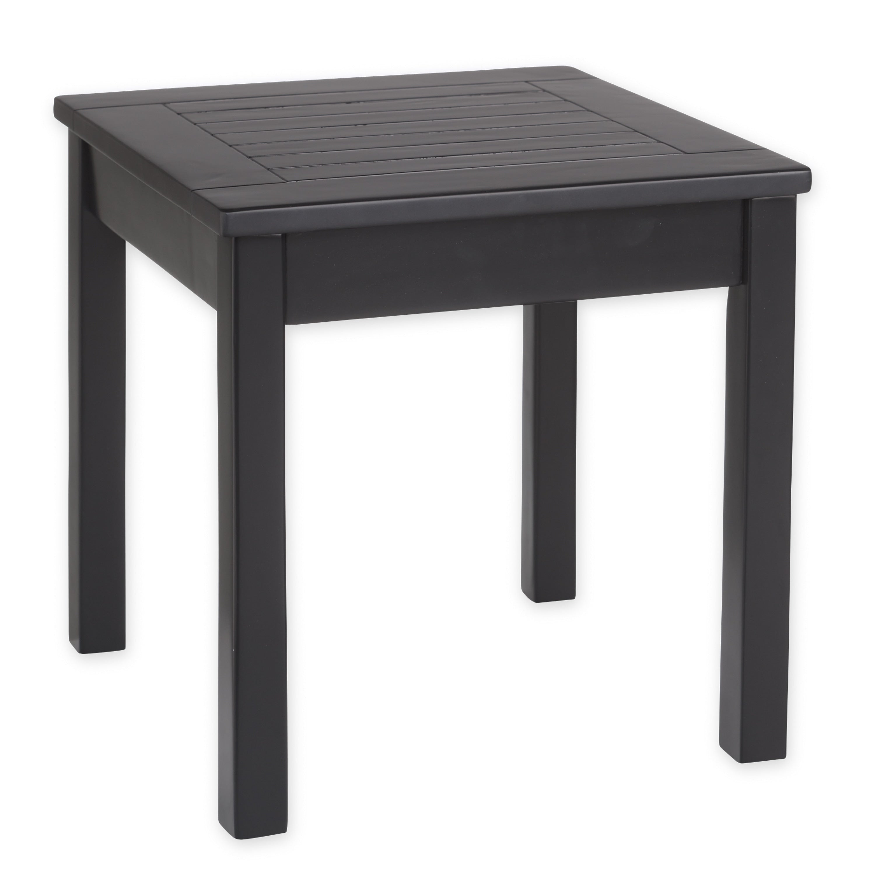 18 In. X 18 In. Eucalyptus Wood Outdoor Slatted Side Table Black