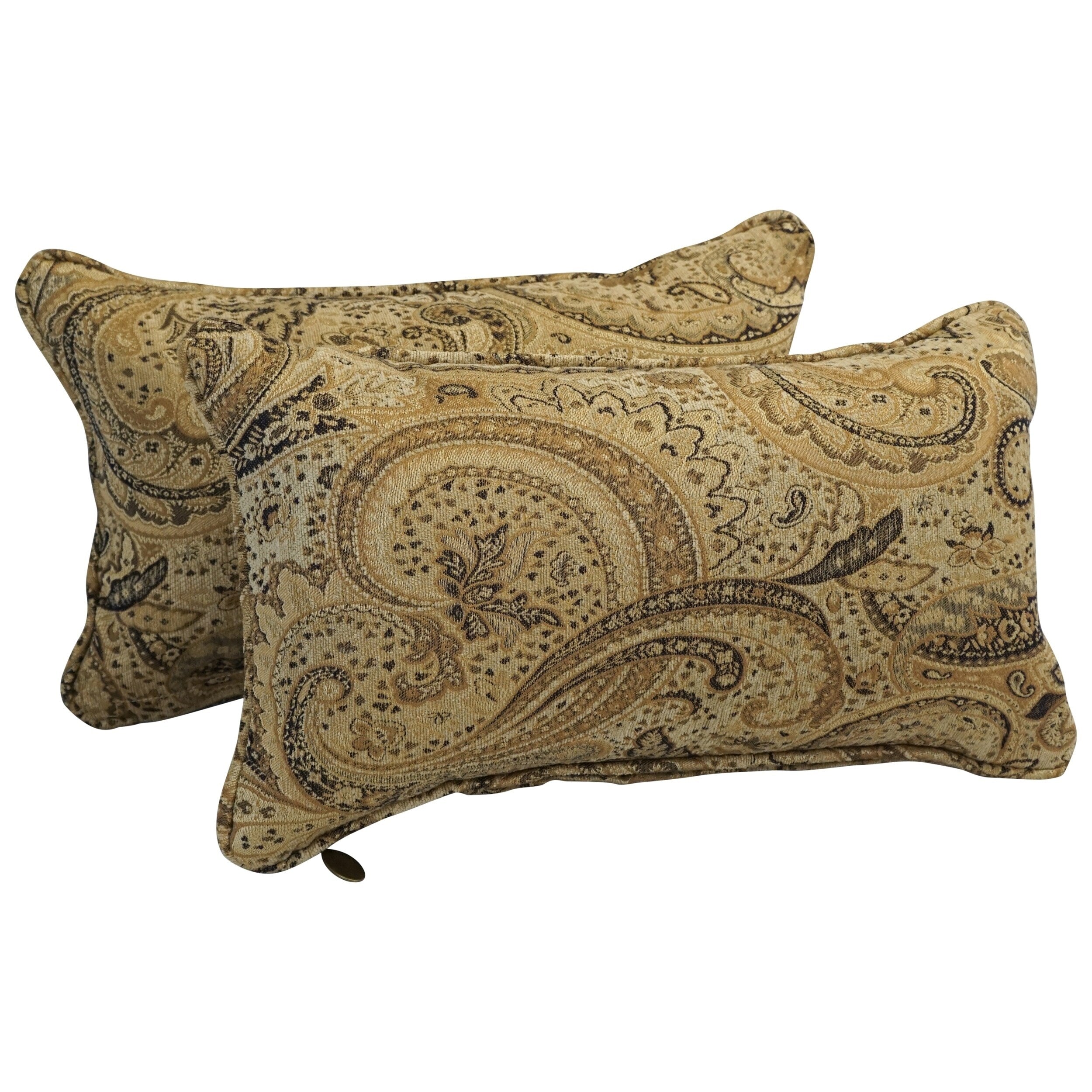 18 Inch Corded Patterned Jacquard Chenille Lumbar Throw Pillows Set Of 2