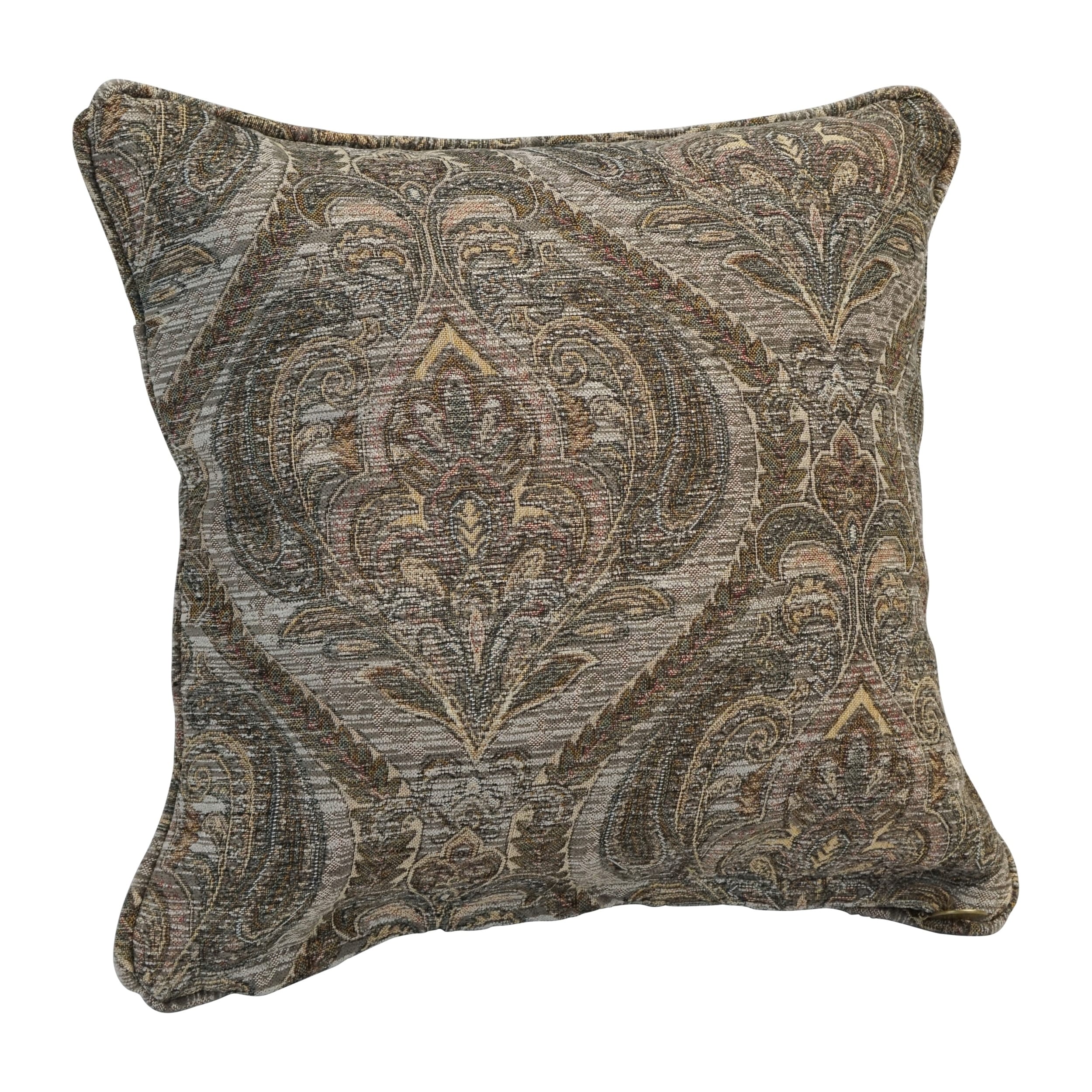 18 Inch Corded Patterned Jacquard Chenille Square Throw Pillow