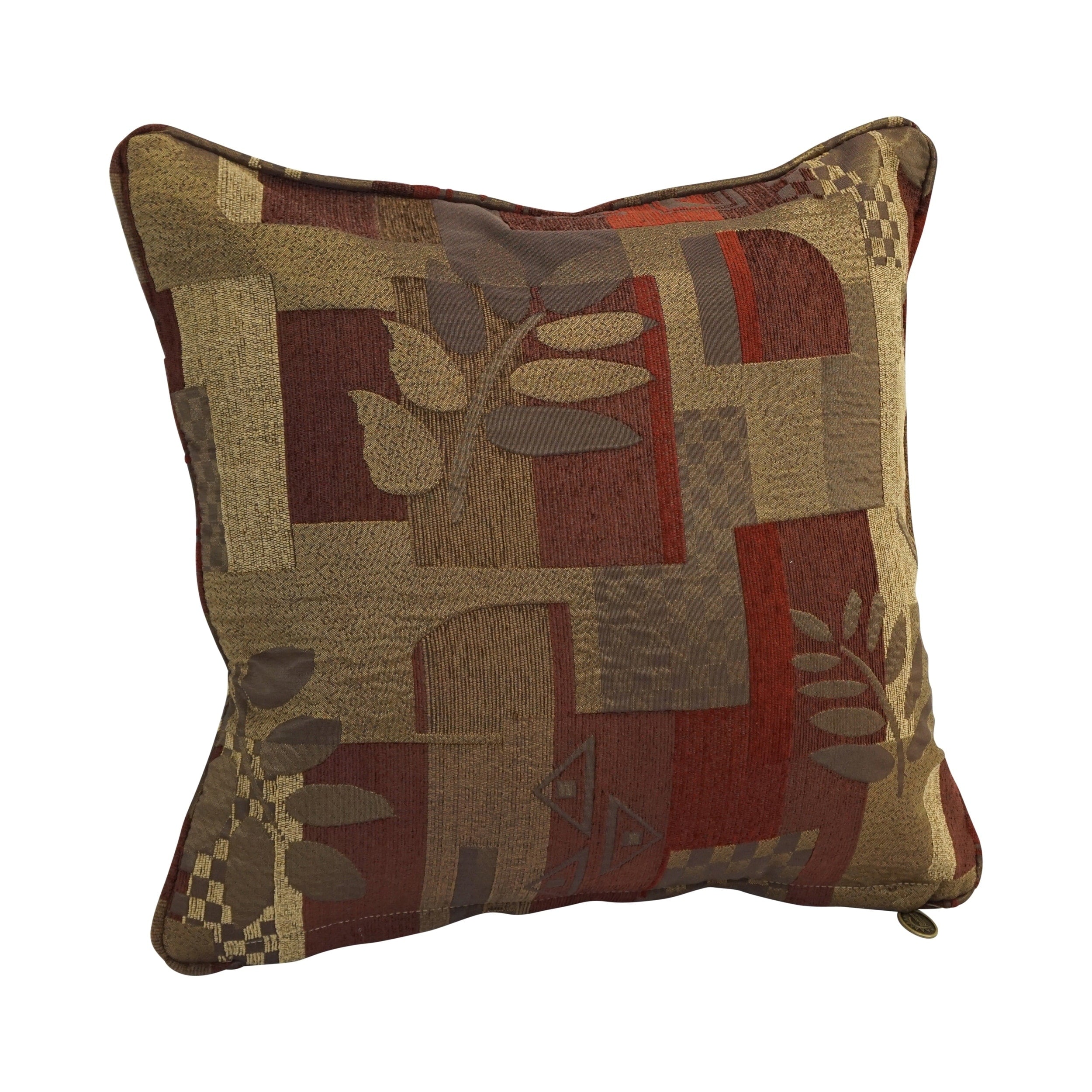 18 Inch Corded Patterned Jacquard Chenille Square Throw Pillow