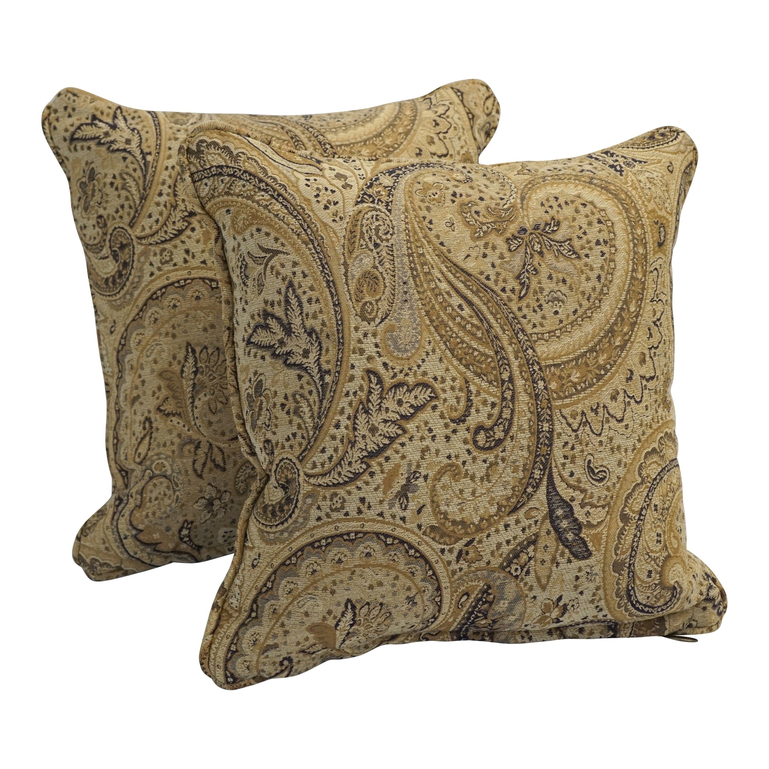 18 Inch Corded Patterned Jacquard Chenille Square Throw Pillows Set Of 2