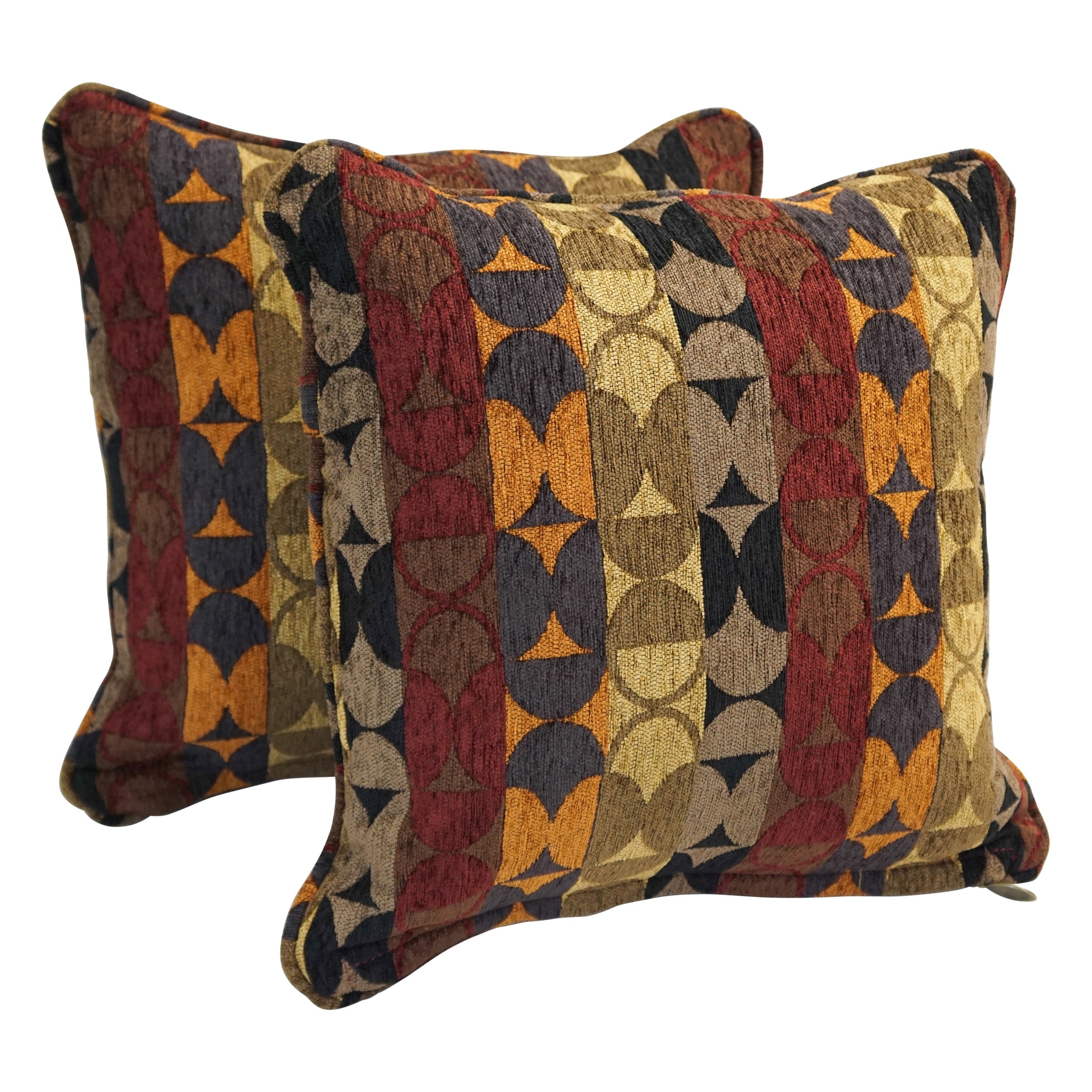 18 Inch Corded Patterned Jacquard Chenille Square Throw Pillows Set Of 2