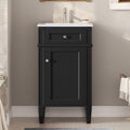 18 Inch With Ceramic Sink Freestanding Single Vanity Set With Soft Closing Door Adjustable Shelf French Style Solid Feet