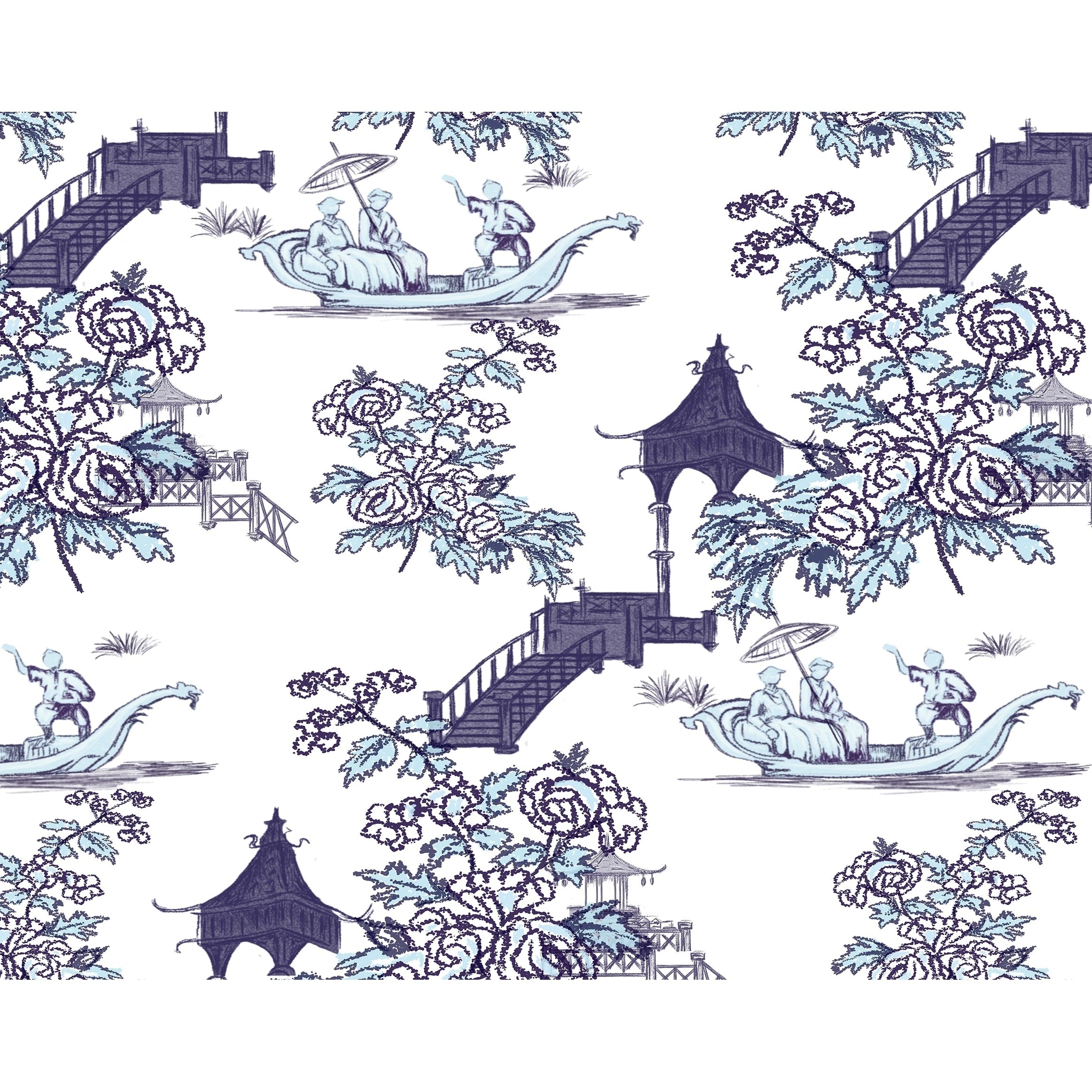 18 X 14 Inch China Old Floral Print Placemat Set Of 4