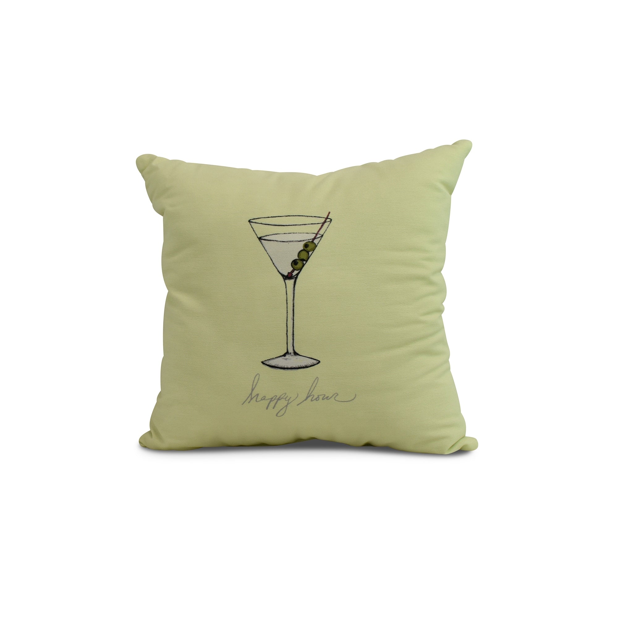 18 X 18 Inch Martini Glass Happy Hour Geometric Print Outdoor Pillow
