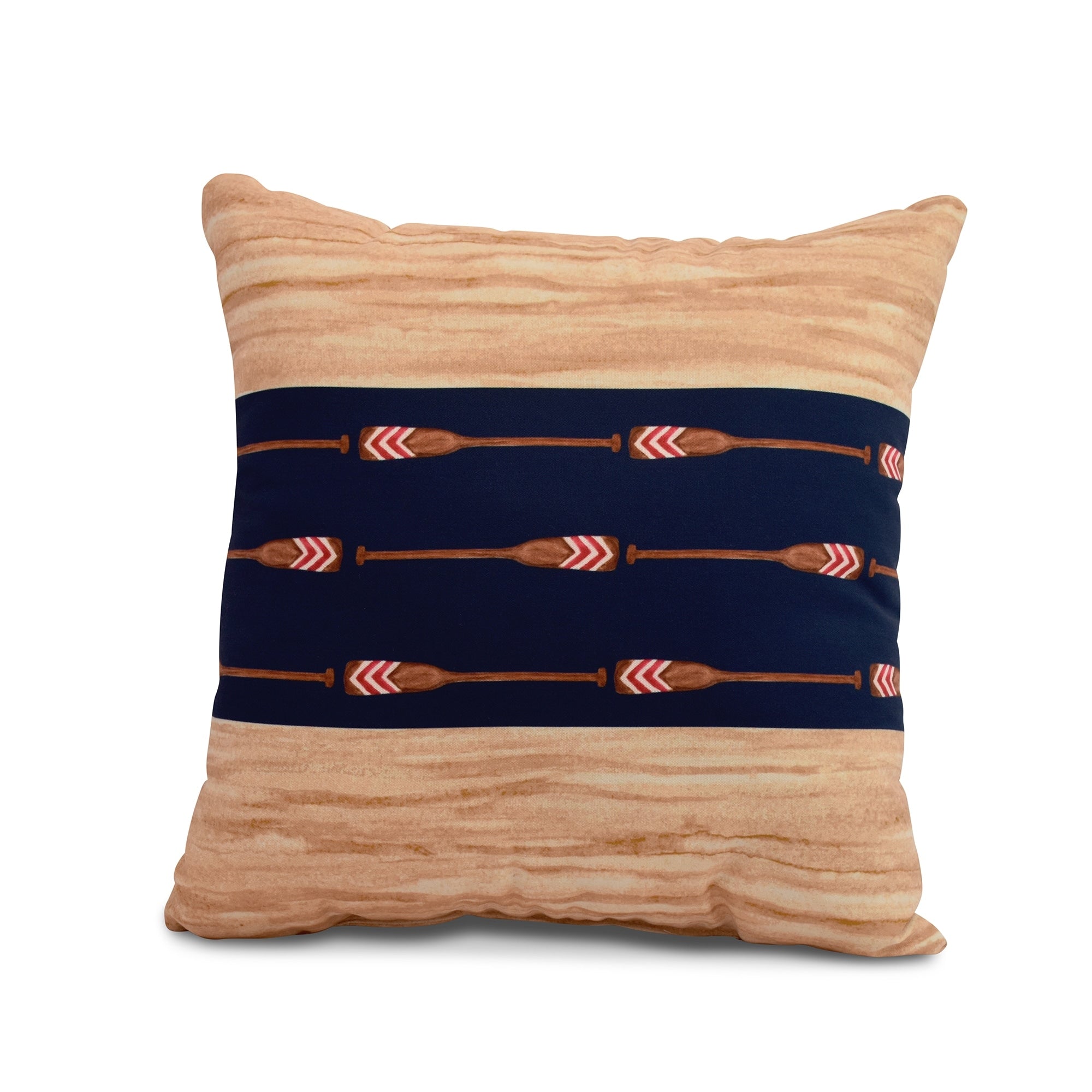 18 X 18 Inch Oar Stripe Center Stripe Print Outdoor Pillow