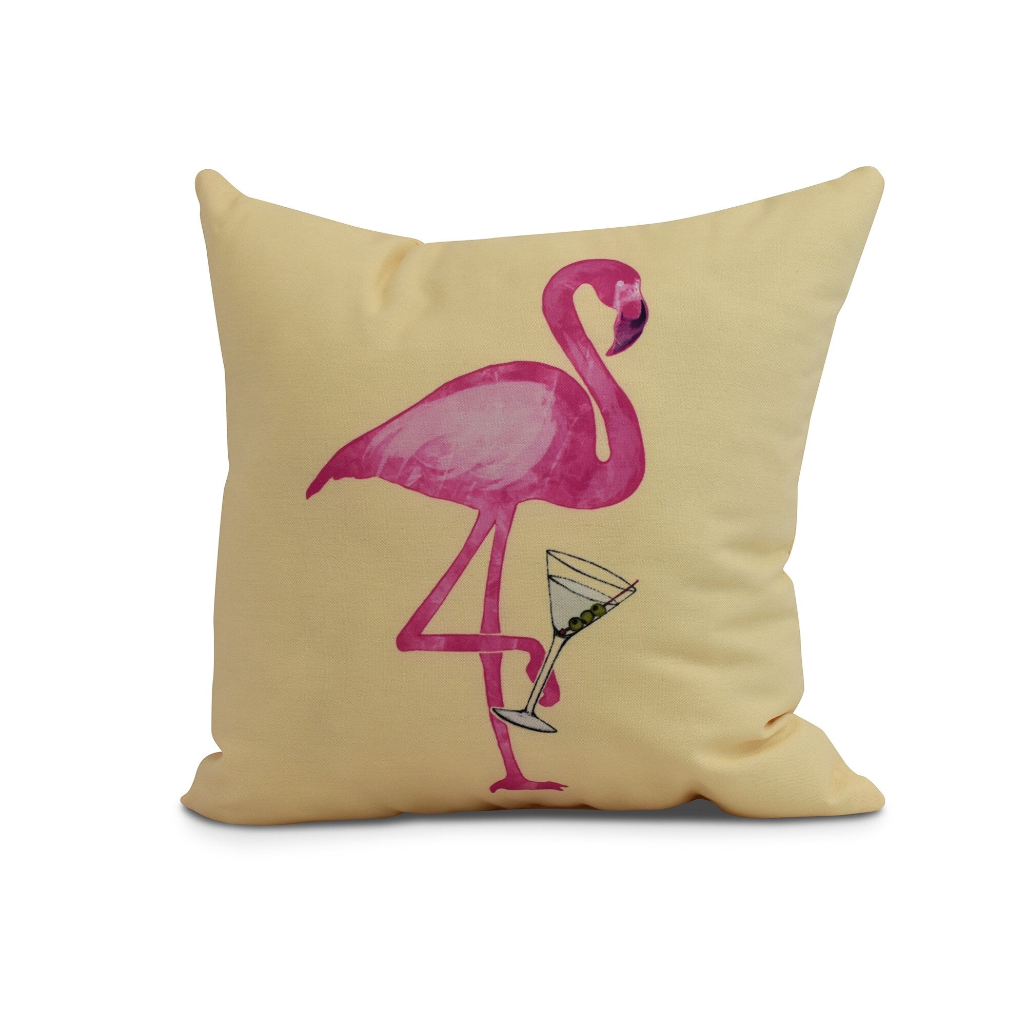 18 X 18 Inch Single Flamingo Animal Print Outdoor Pillow