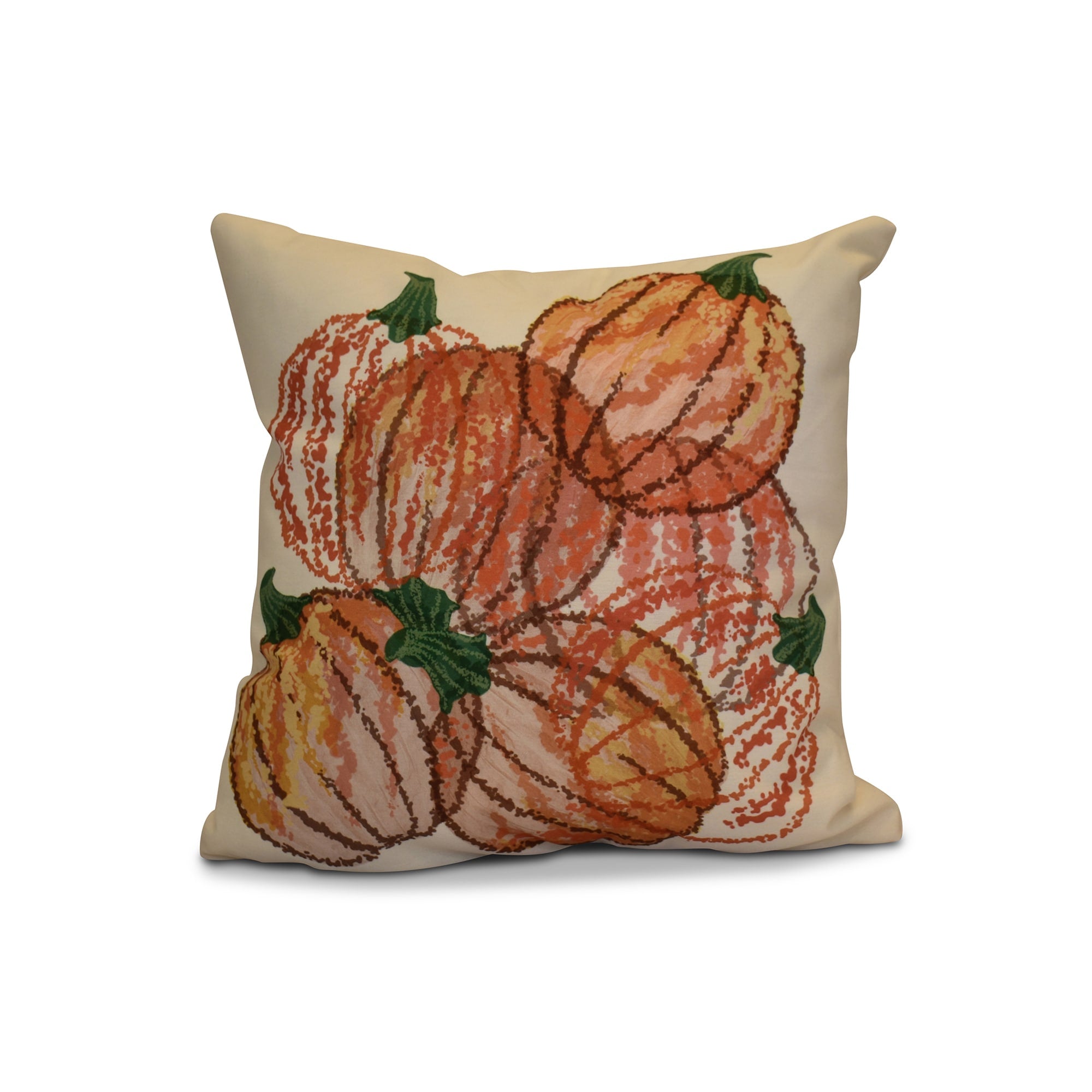 18 X 18 Inch Pumpkin Pile Geometric Print Outdoor Pillow