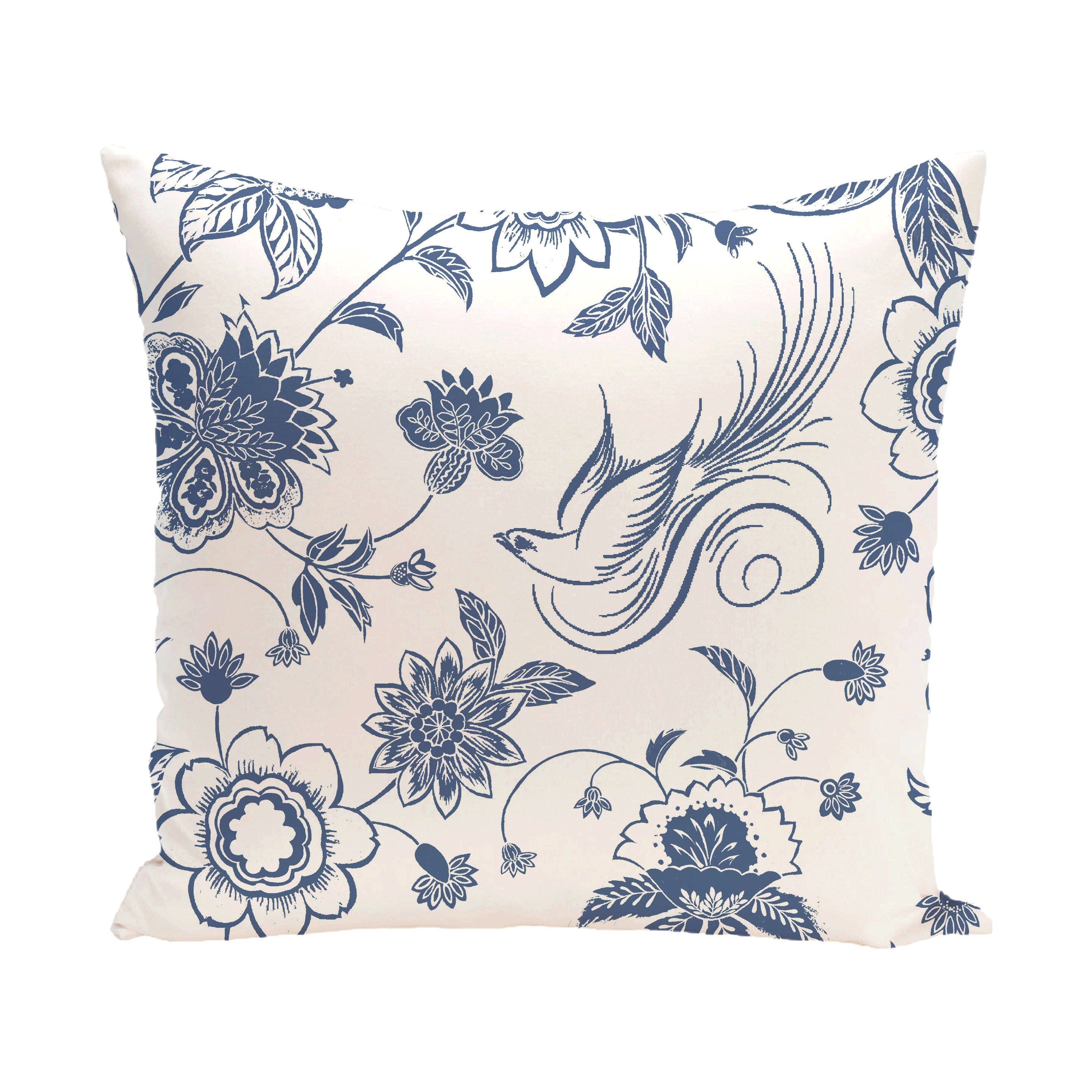 Traditional Bird Floral 18 X 18 Inch Outdoor Pillow