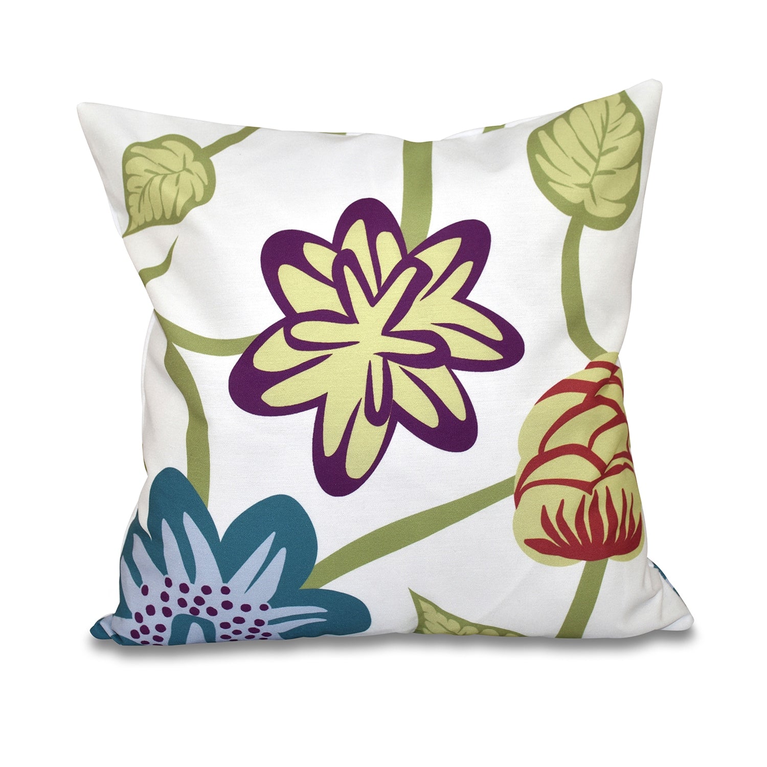 Tropical Floral Print 18 Inch Throw Pillow