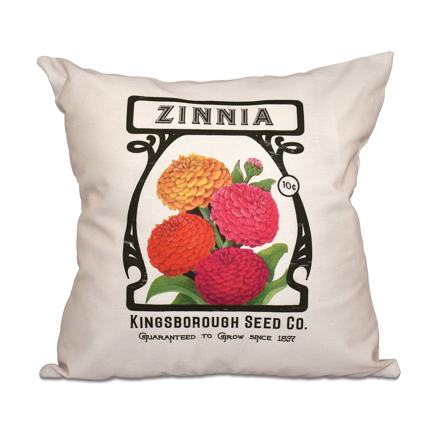 Zinnia Floral Print 18 Inch Throw Pillow