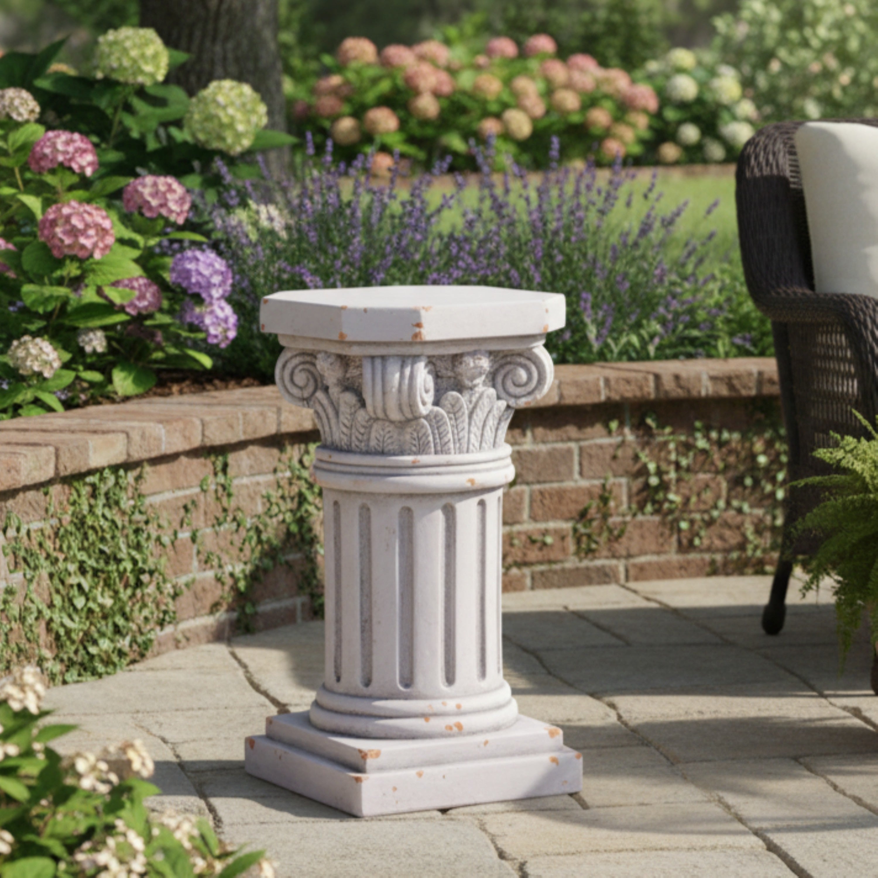 18.50 H Classical Ionic Mgo Pedestal Plant Stand Side Table For Indoor Outdoor