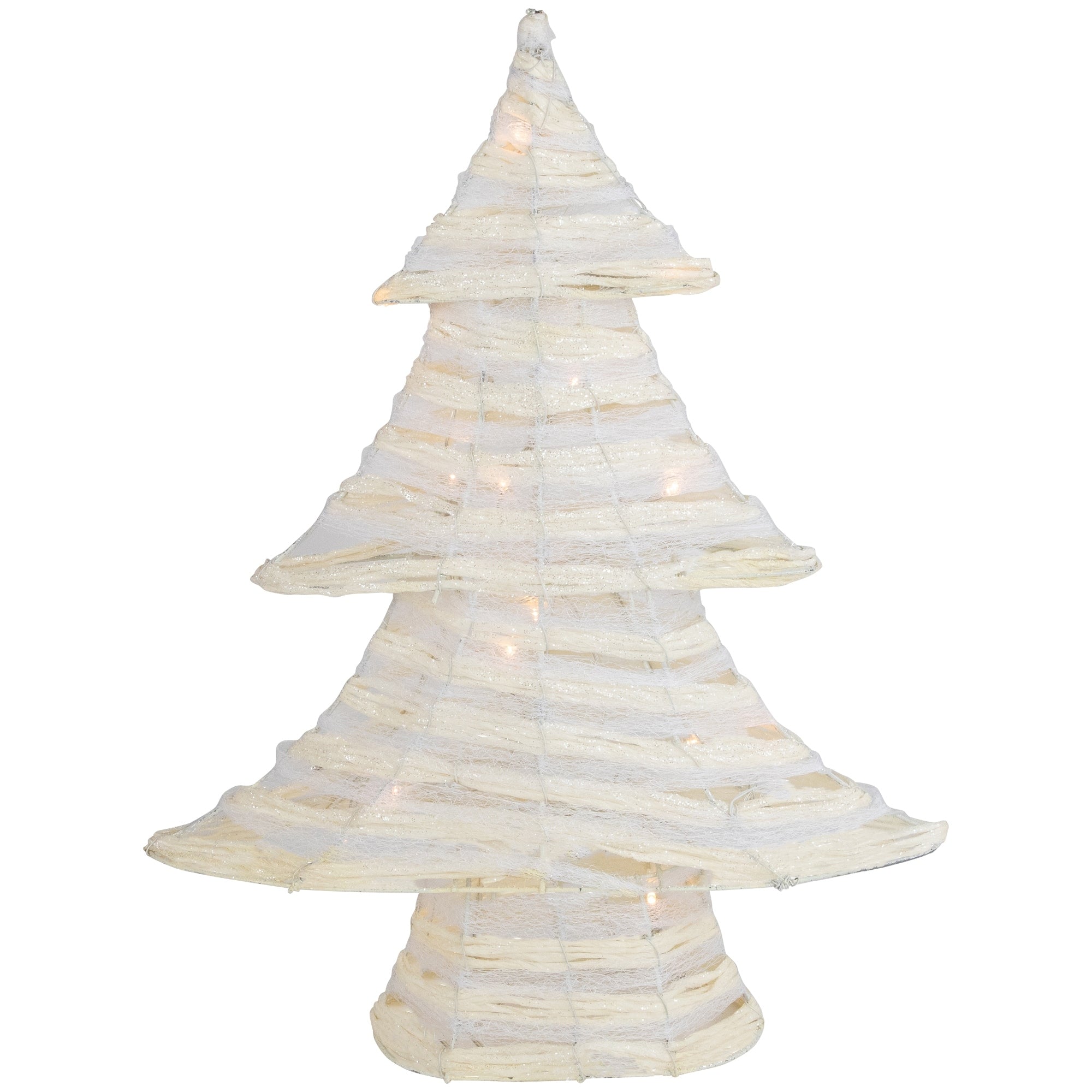 18.5 Battery Operated White And Silver Glittered Led Lighted Christmas Tree Table Top Decoration