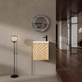 18.5 Inch Wall Mounted Bathroom Vanity With Resin Sink Soft Closed Single Door Mdf Nature Wood