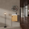 18.5 Inch Wall Mounted Bathroom Vanity With Resin Sink Soft Closed Single Door Mdf Nature Wood