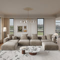 181 U Shaped Corduroy Modular Sectional Sofa With Pillow Back And 2 Removable Ottoman