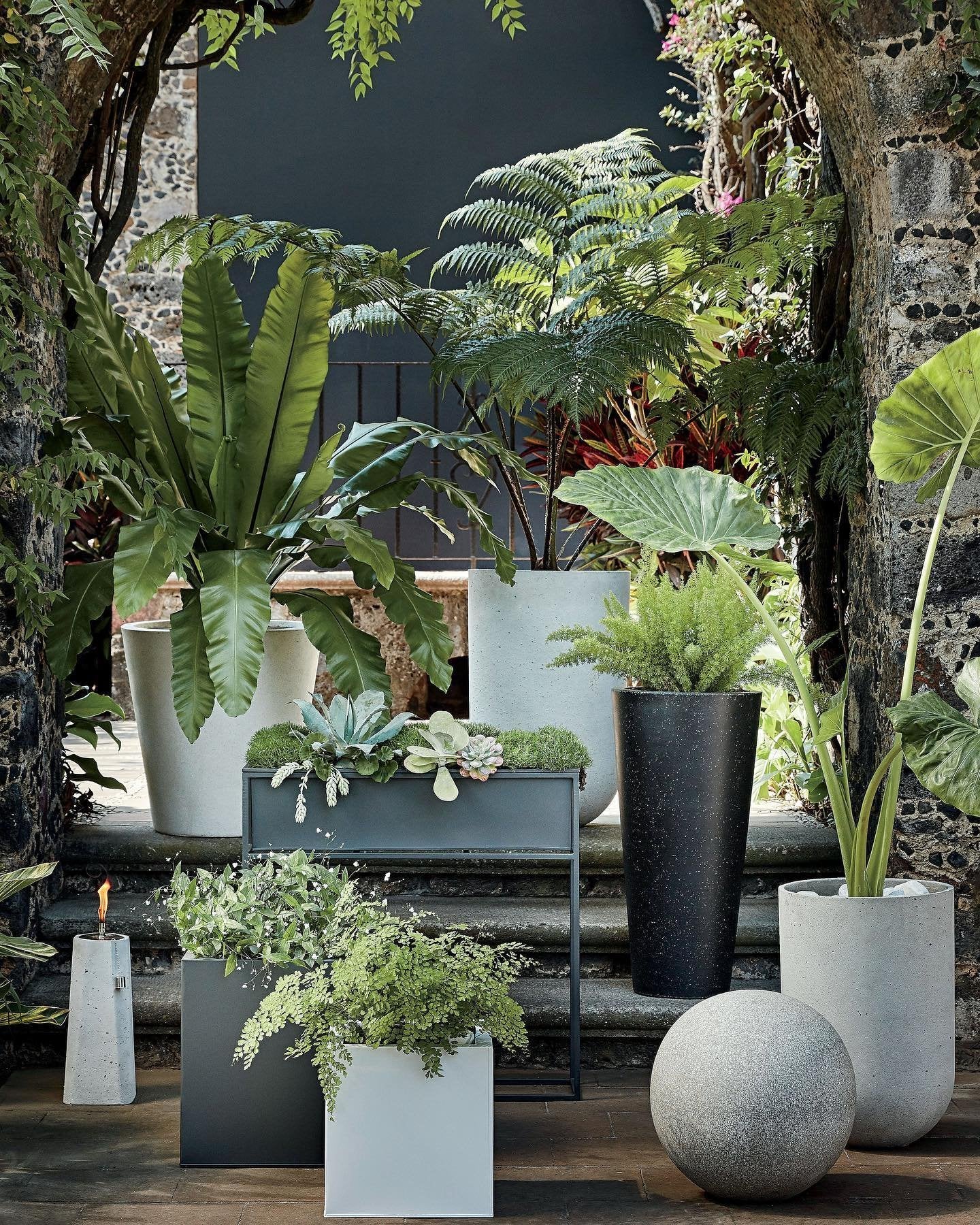 Shore White Cement Indoor/Outdoor Large Planter 28inH