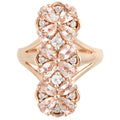 Pinctore 18K Rose Vermeil Over Sterling Silver Morganite White Zircon Elongated Flower Ring