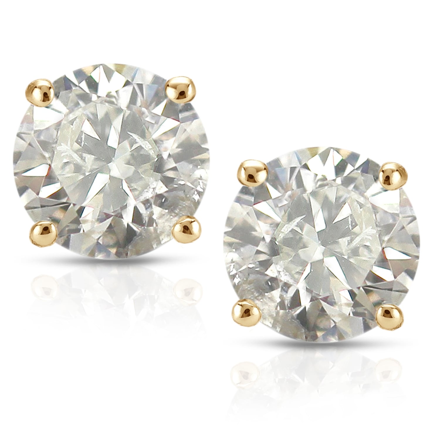 18K Yellow Gold 1 2Ct To 2Ct Tw Clarity Enhanced Diamond Stud Earrings