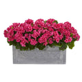 18 Geranium Artificial Plant In Stone Planter Uv Resistant Indoor Outdoor H 18 In. W 28 In. D 16 In