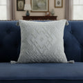 18 Gray And Silver Geometric Viscose Throw Pillow Cover With Tassels