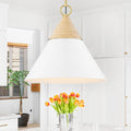 18 Jute Rope Cone Pendant Light Rustic Modern Hanging Fixture Dia.18.7 In