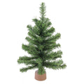 18 Mini Canadian Pine Artificial Christmas Tree In Faux Wood Base Unlit