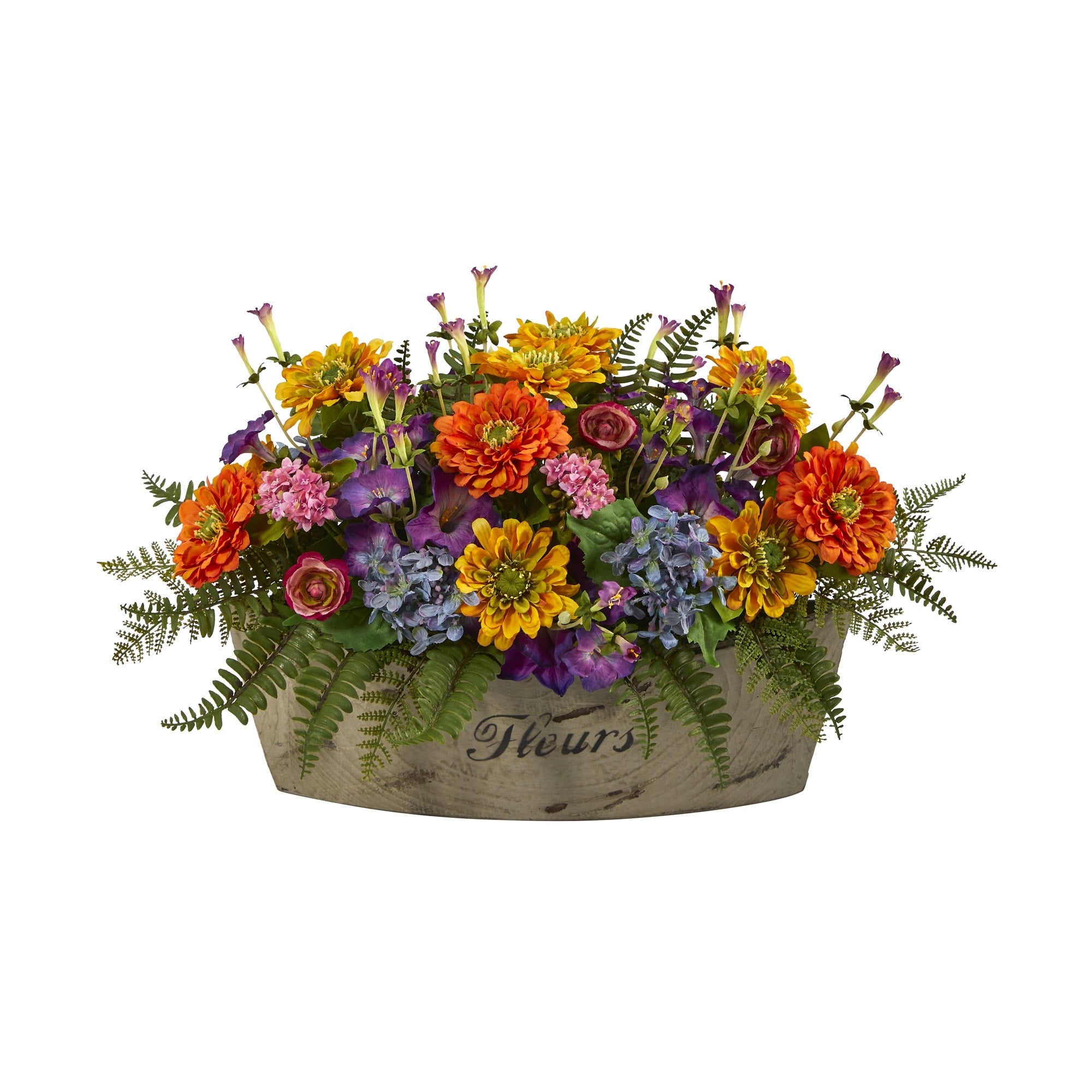 18 Mixed Flowers Artificial Arrangement In Decorative Vase