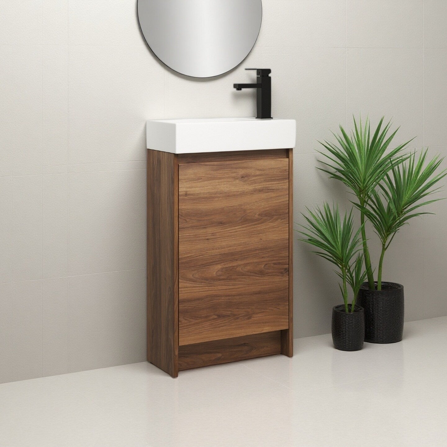 18 Plywood Freestanding Bathroom Vanity With Ceramic Sink And Soft Closing Door