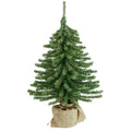 18 Downswept Mini Village Pine Artificial Christmas Tree In Burlap Base Unlit