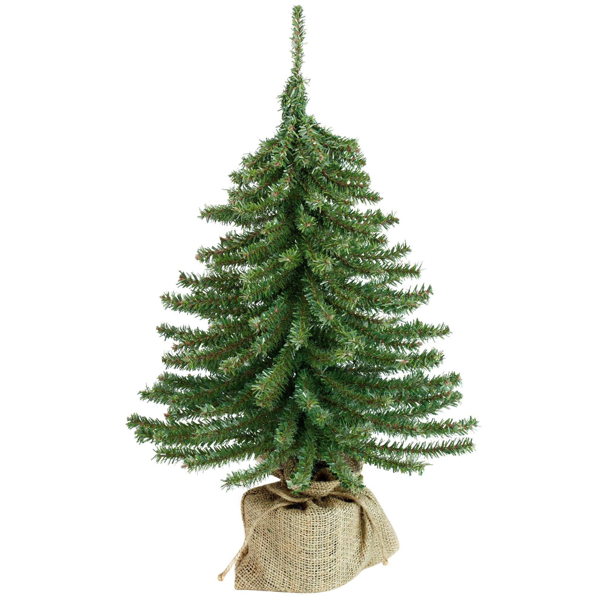 18 Downswept Mini Village Pine Artificial Christmas Tree In Burlap Base Unlit