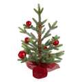 18 Potted Pine With Red Ornaments Medium Artificial Christmas Tree Unlit