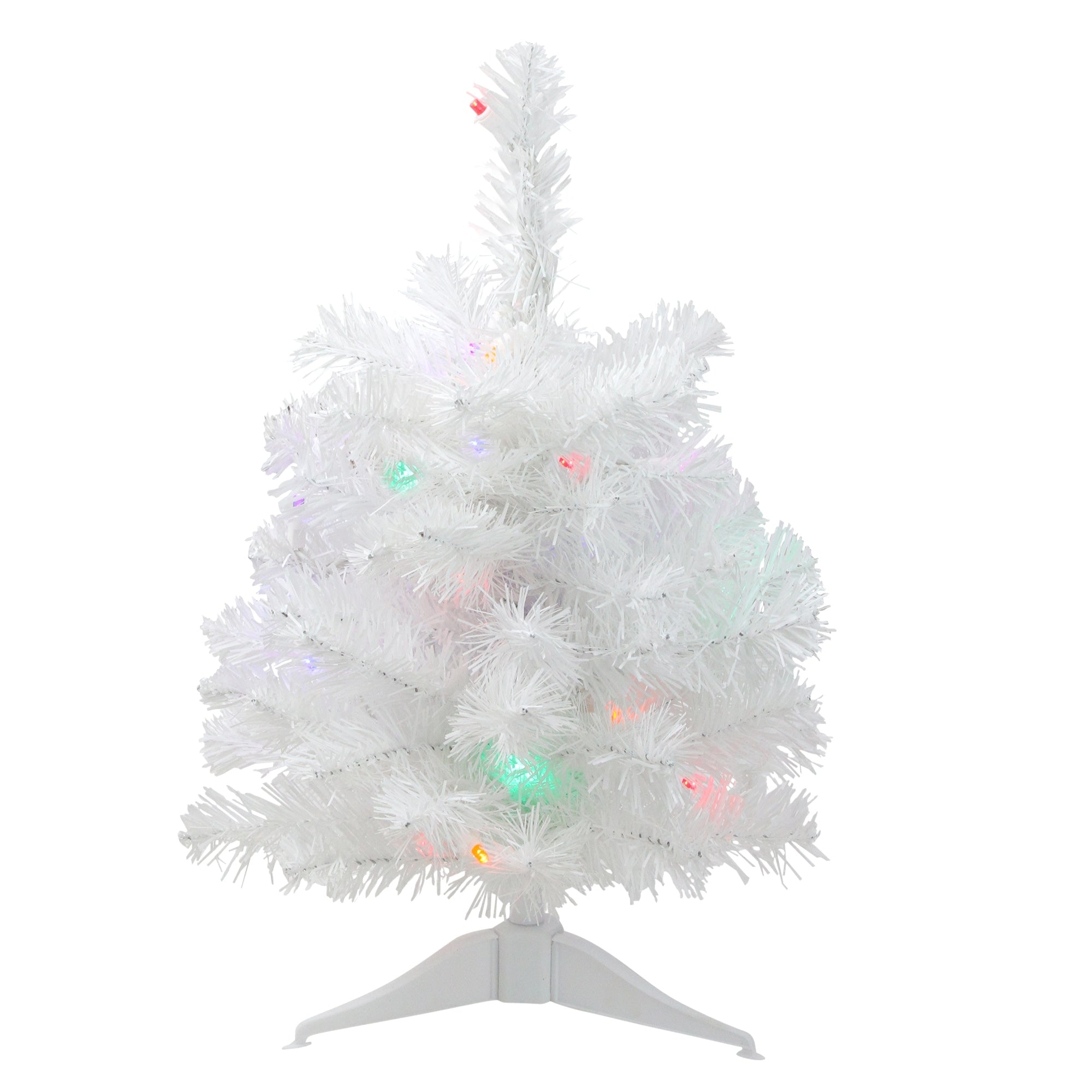 18 Pre Lit Led Snow White Artificial Christmas Tree Multi Color Lights