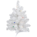 18 Pre Lit Snow White Artificial Christmas Tree Multi Color Lights
