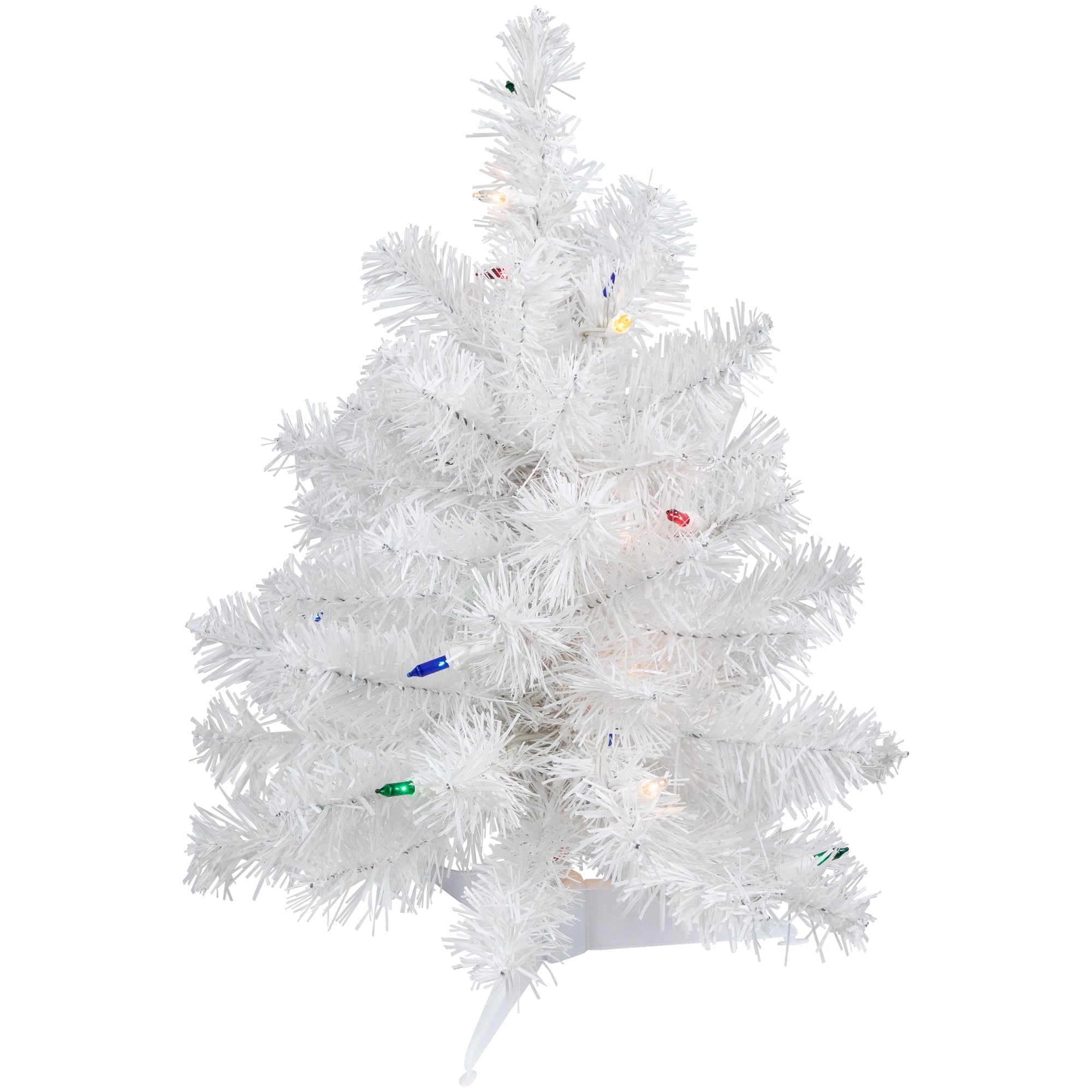 18 Pre Lit Snow White Artificial Christmas Tree Multi Color Lights