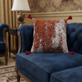 18 Red And Silver Abstract Geometric Viscose Throw Pillow Cover With Tassels