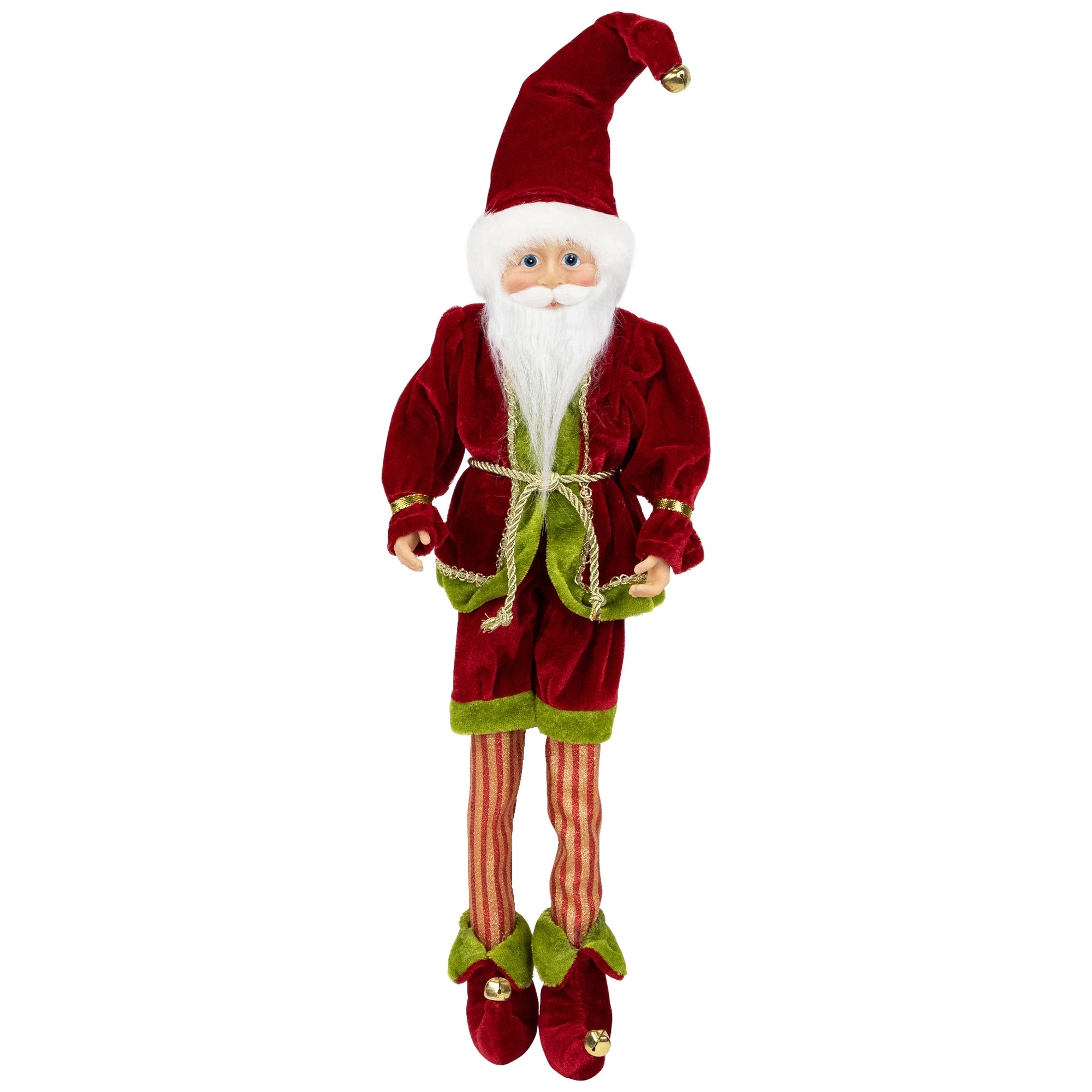 18 Enchanted Red Gold And Green Poseable Whimsical Christmas Elf Monarch Figure