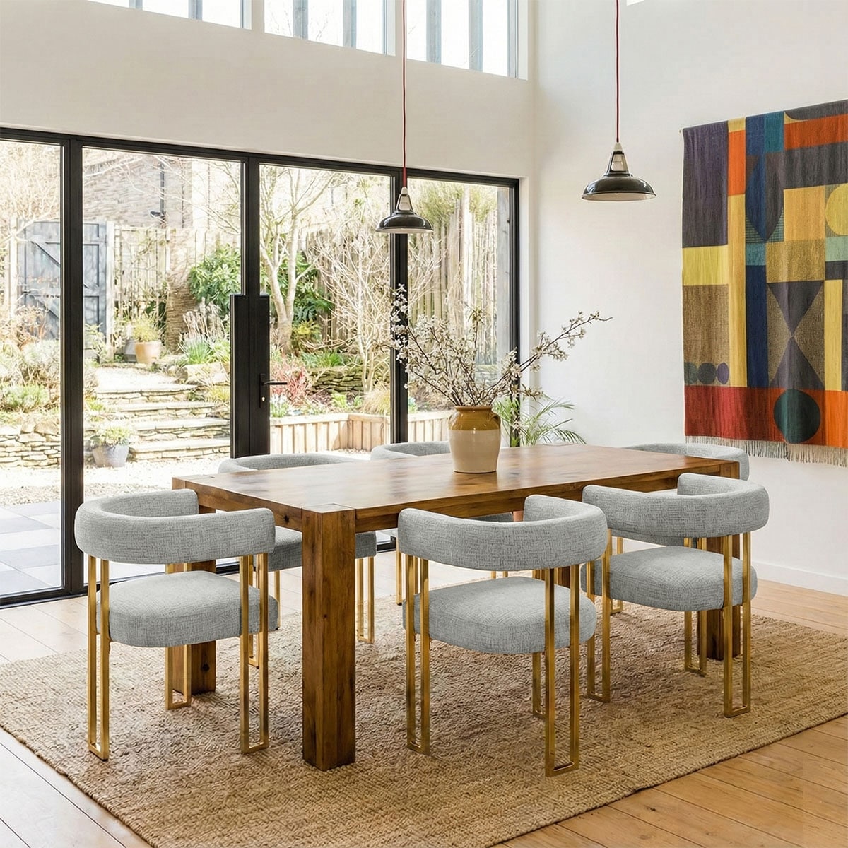 18 Seat Height Upholstered Chenille Dining Chair Set Of 6