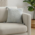 18 Silver And Gray Medallion Viscose Throw Pillow Cover With Tassels