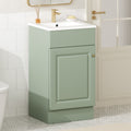18 Small Bathroom Vanity With Ceramic Sink Light Green Vanity Cabinet With Adjustable Shelf 18 Inch