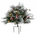 18 Snowy Urn Filler With Battery Operated Led Lights Green 18In