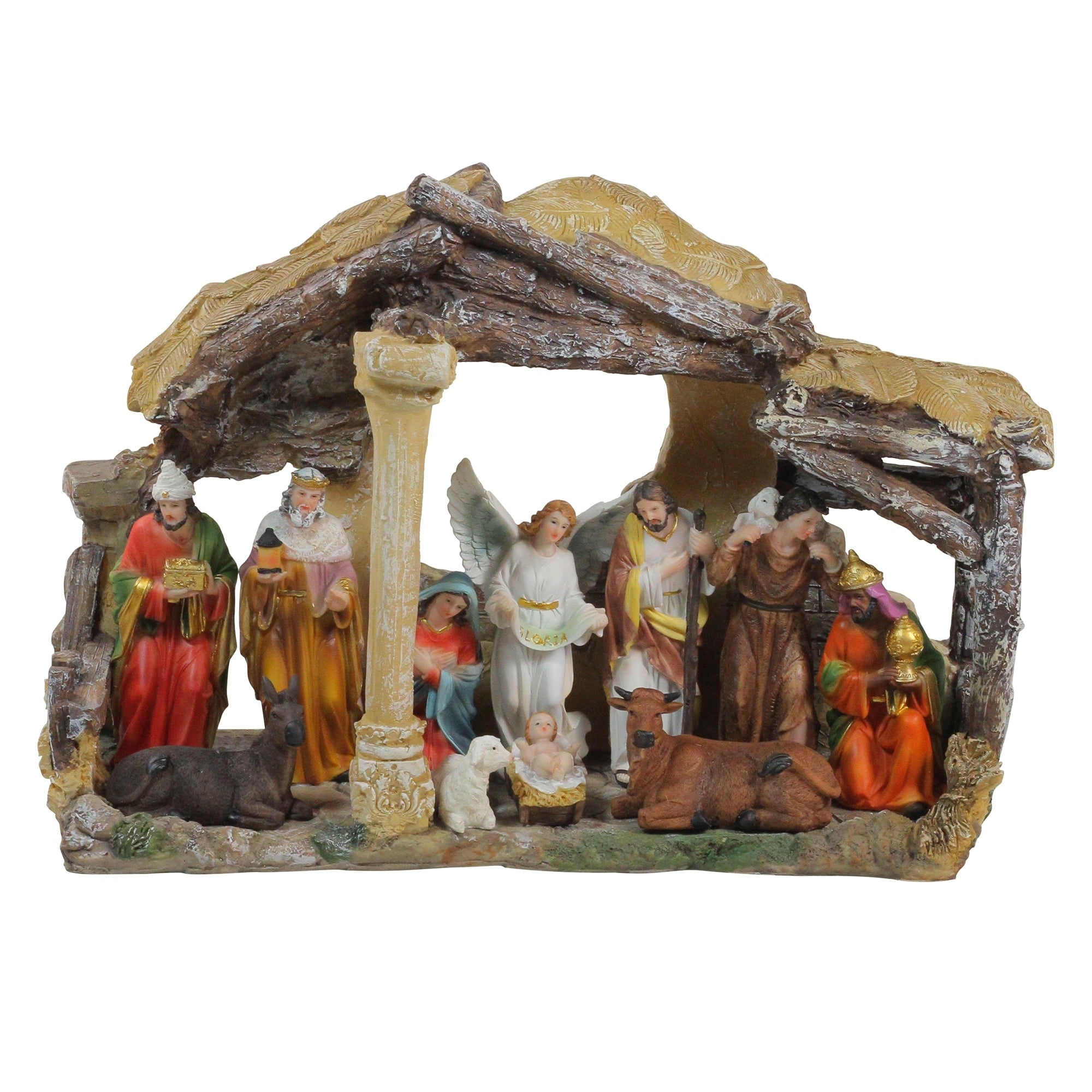 18 Traditional Religious Christmas Nativity With Stable House Decoration