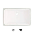 Stylish 18 W X 12 D White Porcelain Rectangular Undermount Bathroom Sink
