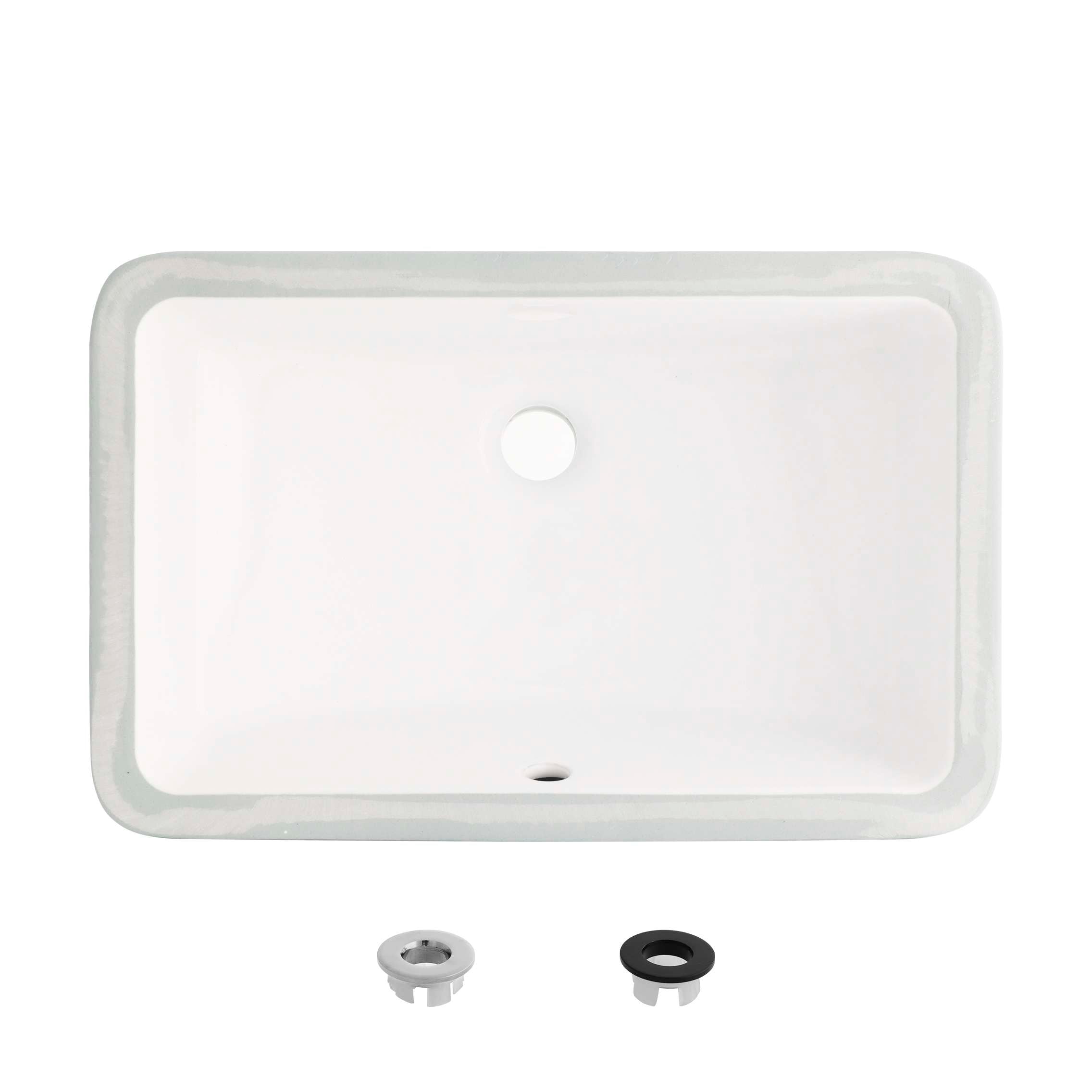 Stylish 18 W X 12 D White Porcelain Rectangular Undermount Bathroom Sink