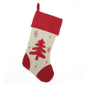 18 White And Red Tree With Snowflakes Rustic Christmas Stocking With Red Cuff