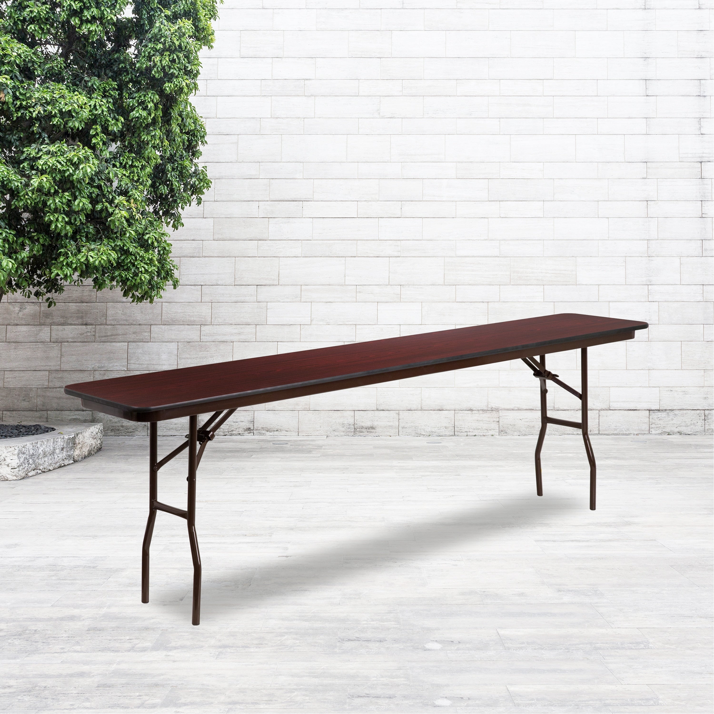 Flash Furniture 96 Inch Rectangular Walnut Melamine Laminate Folding Training Table