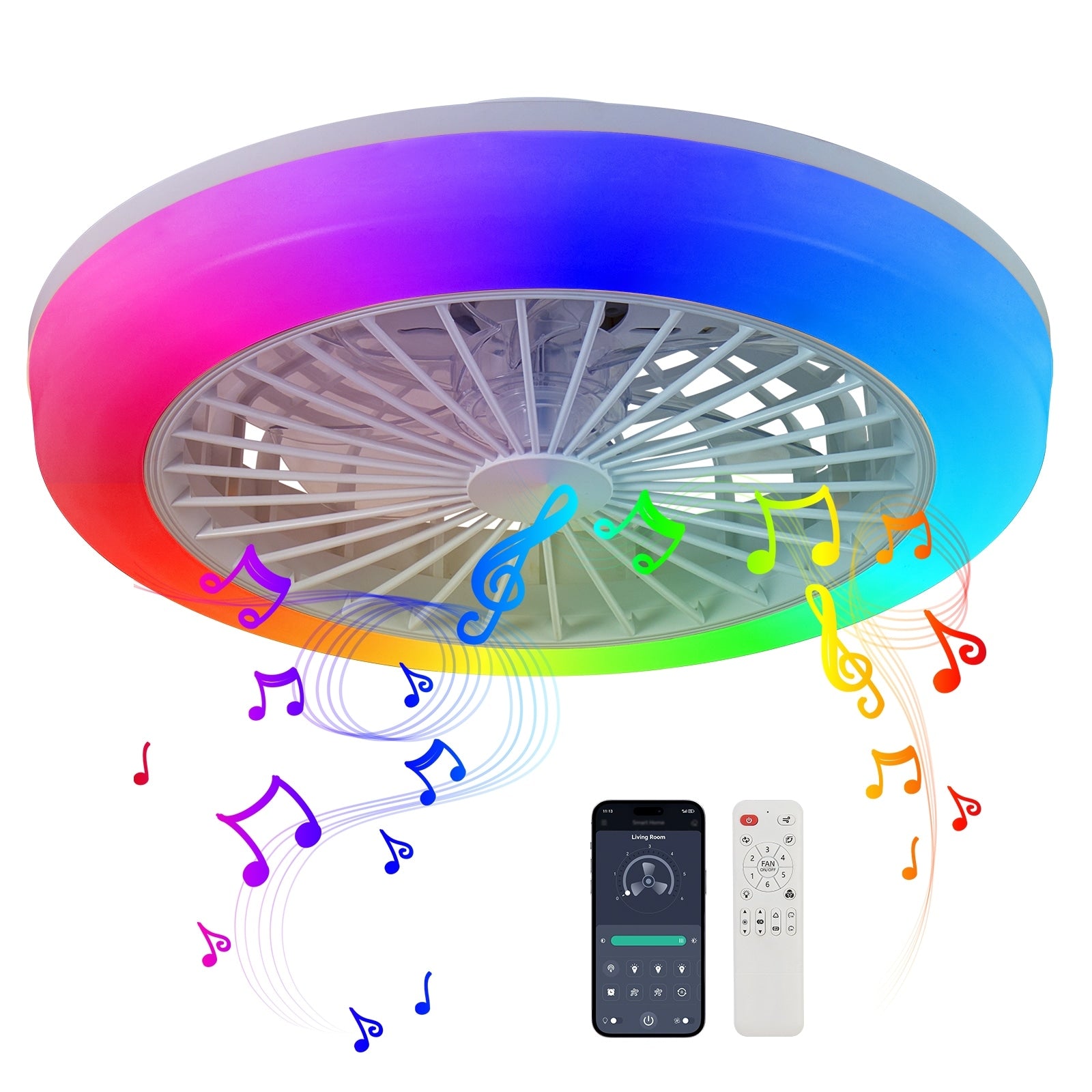 18 Ceiling Fan With Rgb Light Remote Smart Led Ceiling Fans With Remote App Control Low Profile Dimmable Light Ceiling Fan