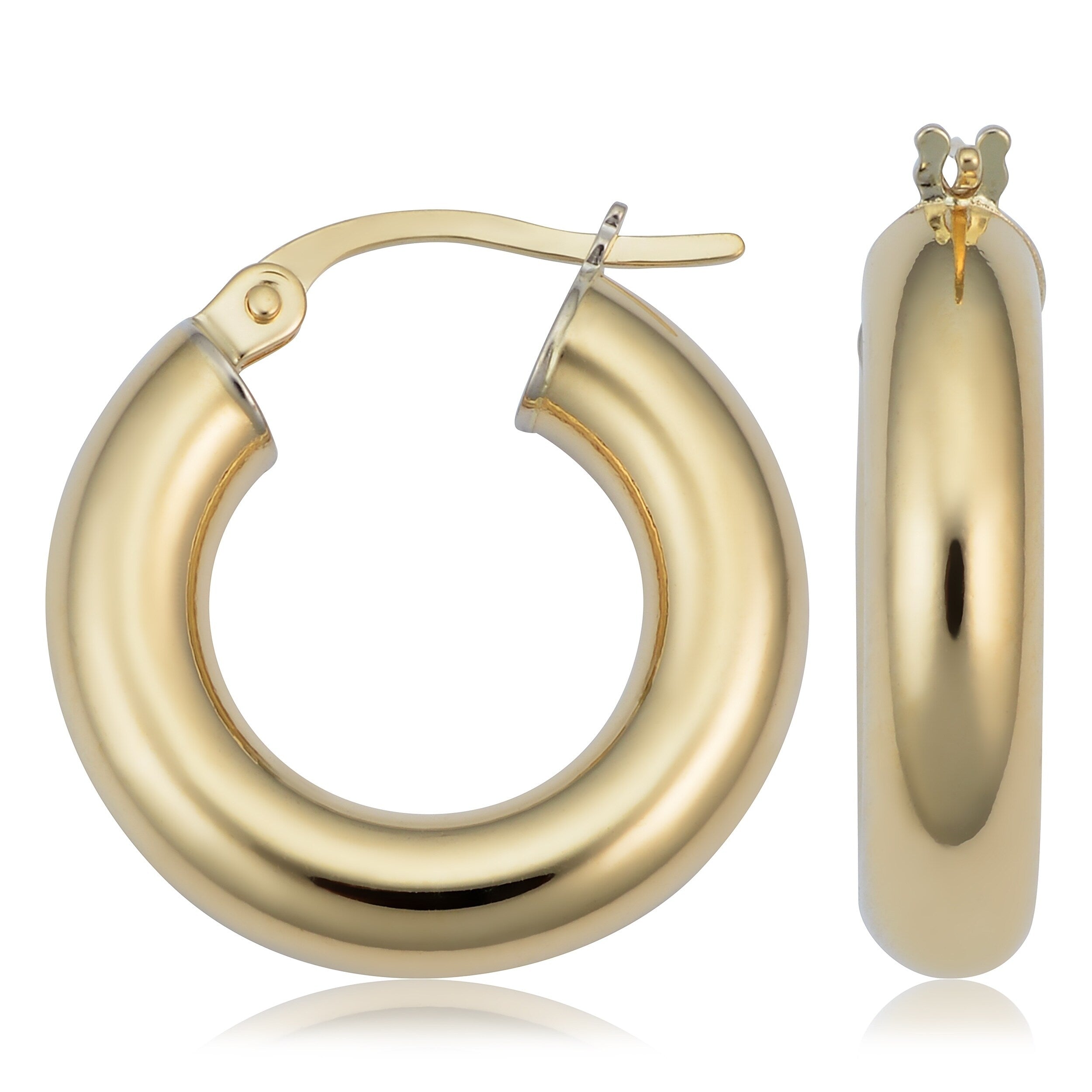 18K Yellow Gold Italian 4 Millimeter Hoop Earrings Small Or Large