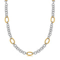 18K Yellow Gold And Sterling Silver Rhodium Plated Multi Style Chain Necklace