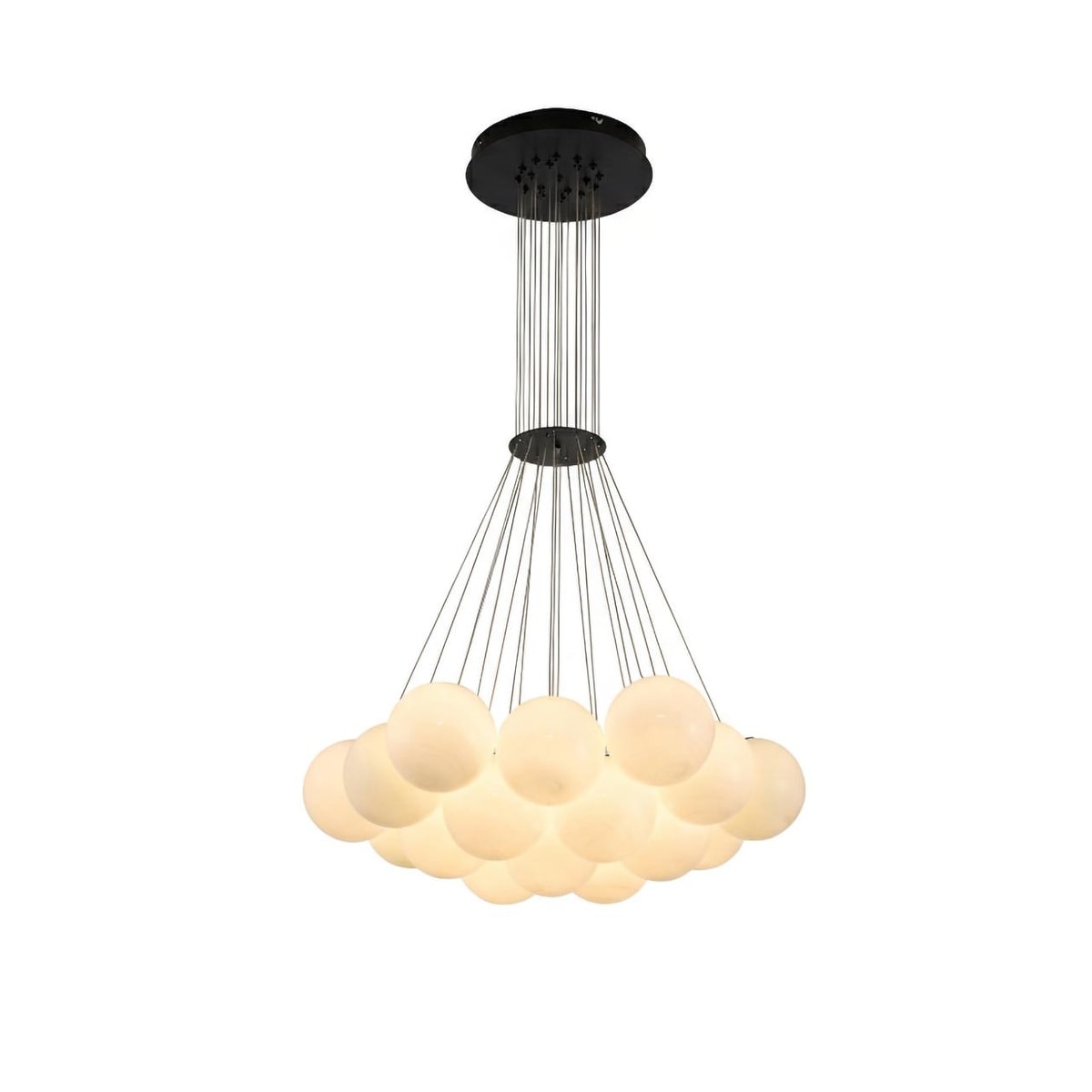 19 Light Black Chandelier With White Glass Shades N A